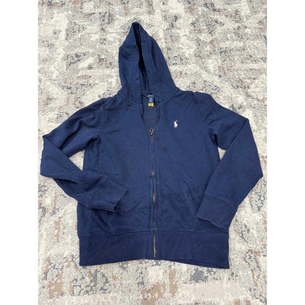 Polo Ralph Lauren Kids Navy Blue Full Zip Hoodie Pony Logo Size L 12-14